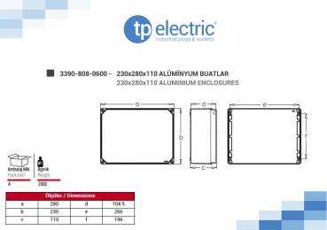 Preview: Aluminium-Gehäuse 230x280x110mm